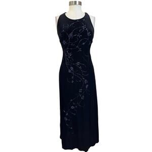 Ronni Nicole VTG Beaded Evening Gown Built In Bra Petite Formal Dress Size 4P